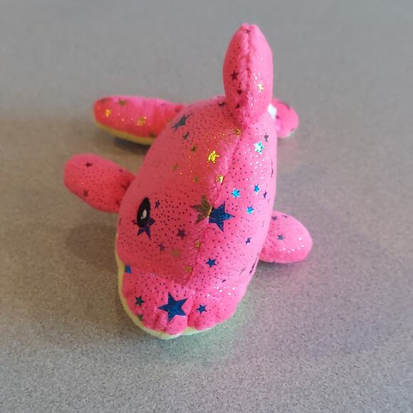 Toy Works Starry Dolphin Plush Stuffed Animal Pink and Yellow - Picture 1 of 7